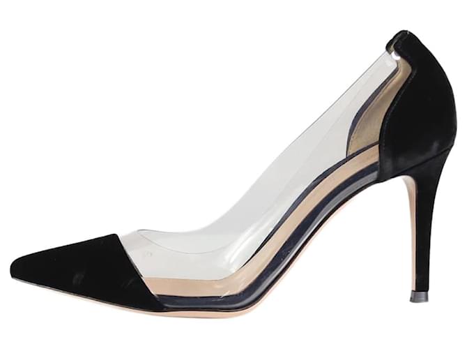 Gianvito Rossi Zapatos de salón negros de terciopelo plexi con punta en punta - talla UE 37.5  ref.1126556