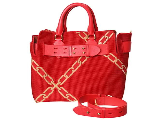 Burberry Red chain-link patterned shoulder bag  ref.1126570