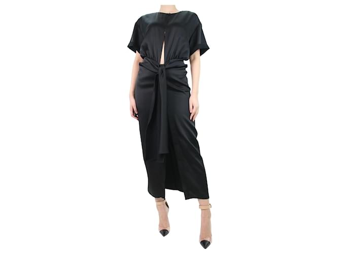 Altuzarra Vestido preto de seda com estampa floral - tamanho UK 10  ref.1126571