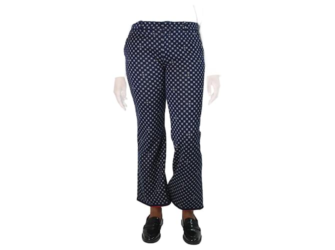 Gucci Dark blue cotton patterned trousers - size UK 14  ref.1126574