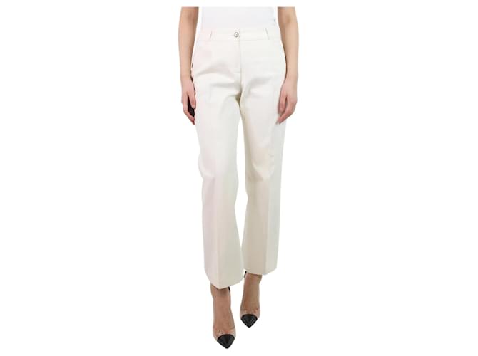 Chanel Pantalon en coton crème - taille UK 14 Écru  ref.1126575