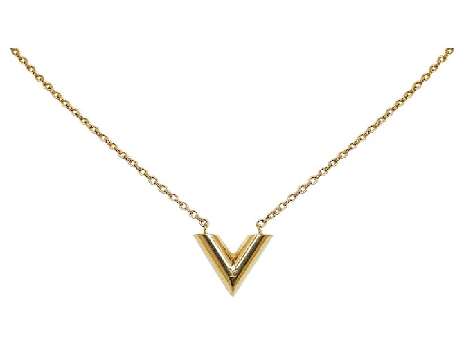 Colar Louis Vuitton Gold Essential V Dourado Metal Banhado a ouro  ref.1126668