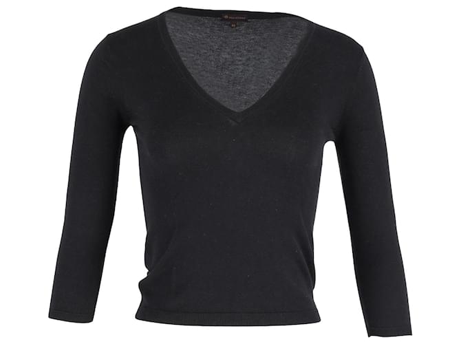 Mulberry V-Neck 3/4 Sleeve Top in Black Cotton  ref.1127024