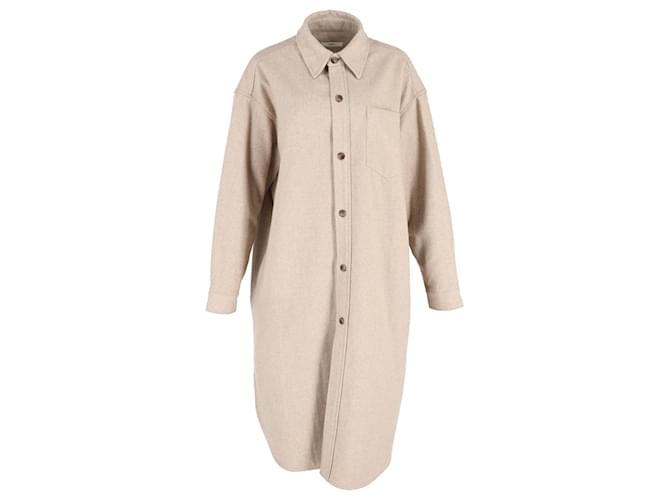 Autre Marque The Frankie Shop Robe chemise mi-longue en laine beige  ref.1127036