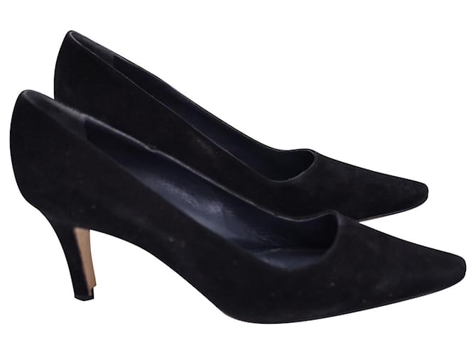 Zapatos de salón Manolo Blahnik con punta en ante negro Suecia  ref.1127064