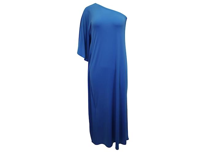 Michael Kors One-Shoulder-Maxikleid aus blauem Polyester  ref.1127089