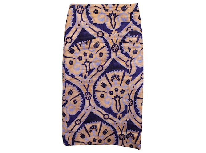 Autre Marque Johanna Ortiz Floral-Print Midi Skirt in Multicolor Linen Multiple colors  ref.1127106