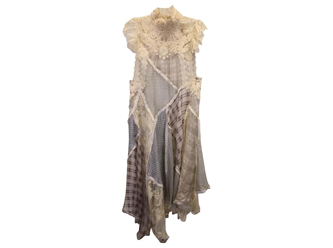 Zimmermann Cavalier Plaid Asymmetrisches Kleid aus beiger Seide  ref.1127109