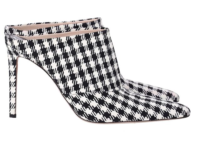 Altuzarra Checkered Davidson Houndstooth Mules in White Canvas