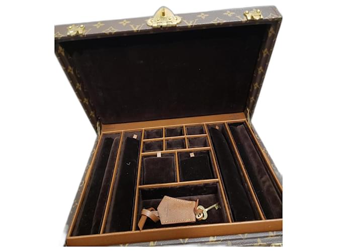 Louis Vuitton Jewelry suitcase box Brown Dark brown Cloth  ref.1127351
