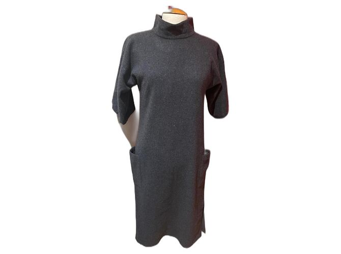 Vestido Agnès b. de lã cinza