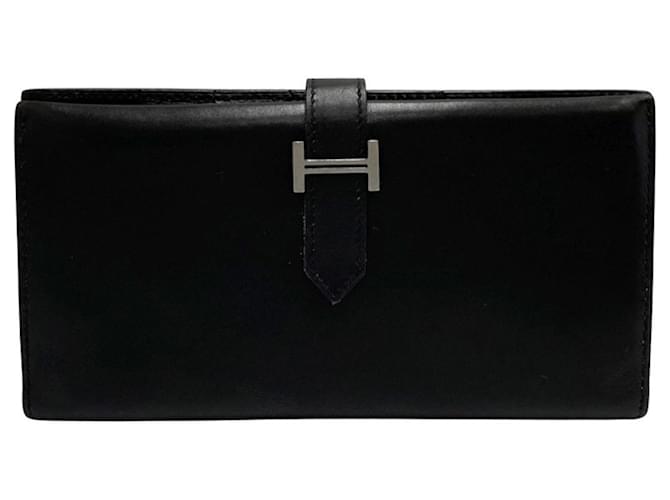 Béarn Hermès Bearn Black Leather  ref.1127541