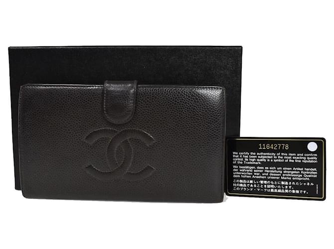 Chanel Logo CC Black Leather  ref.1127547