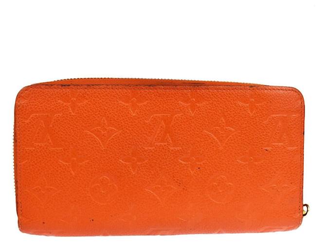 Cartera Louis Vuitton Zippy Naranja Cuero  ref.1127573