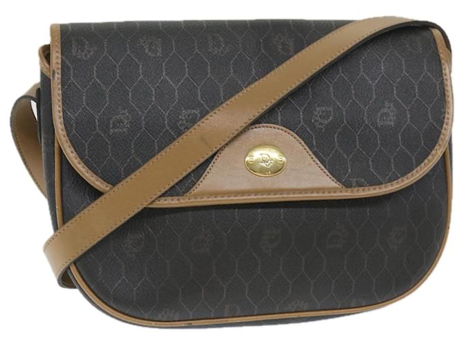 Christian Dior Honeycomb Canvas Shoulder Bag PVC Leather Black Auth cl795  ref.1127736