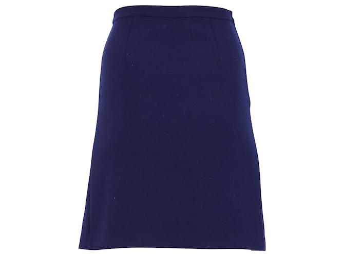 Diane Von Furstenberg Pleated-Back Knee-Length Skirt in Navy Blue Polyester  ref.1127997