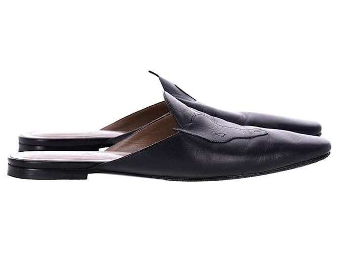 Hermès Hermes Tangeria Mules aus schwarzem Leder  ref.1127998