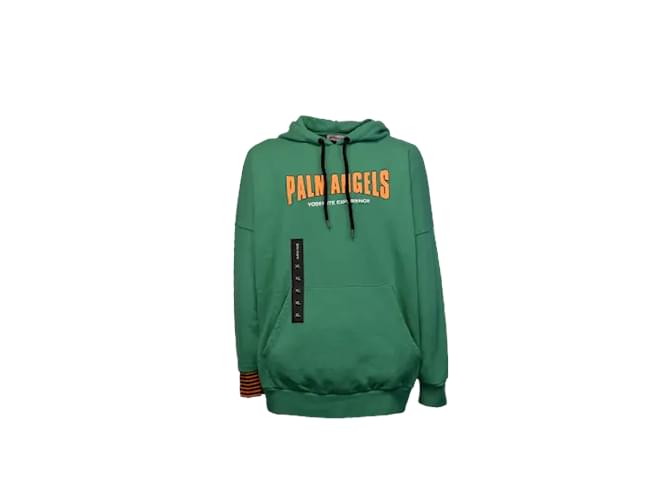 Palm Angels Vintage logo over hoodie Green Cotton  ref.1128032