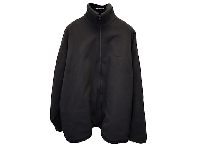 Balenciaga Zip-Up High Neck Jacket in Black Polyester  ref.1128037