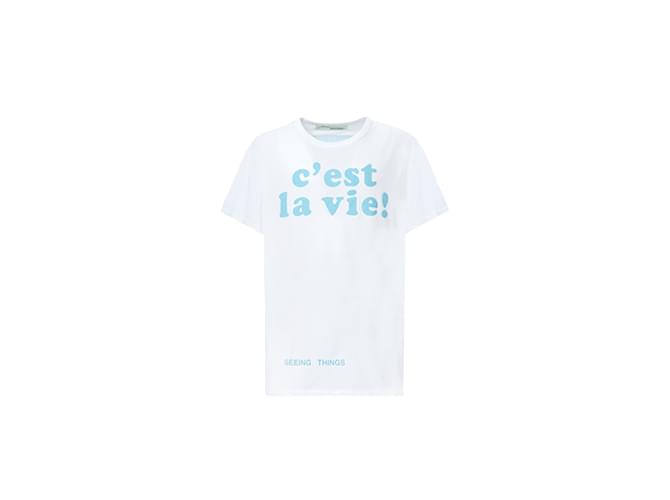 Autre Marque Camiseta C'est la vie Blanco Algodón  ref.1128126
