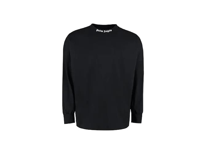 Palm Angels Doubled Logo Over Tee L/S Black Cotton  ref.1128157