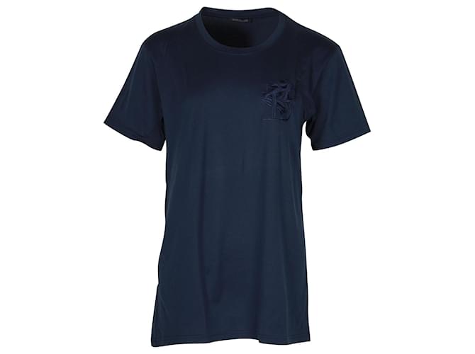 T-shirt con motivo ricamato Balmain in cotone blu navy  ref.1128205