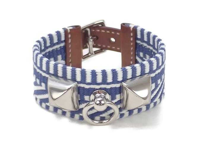 Hermès Rivale Cavale Armband Blau Leinwand  ref.1128264