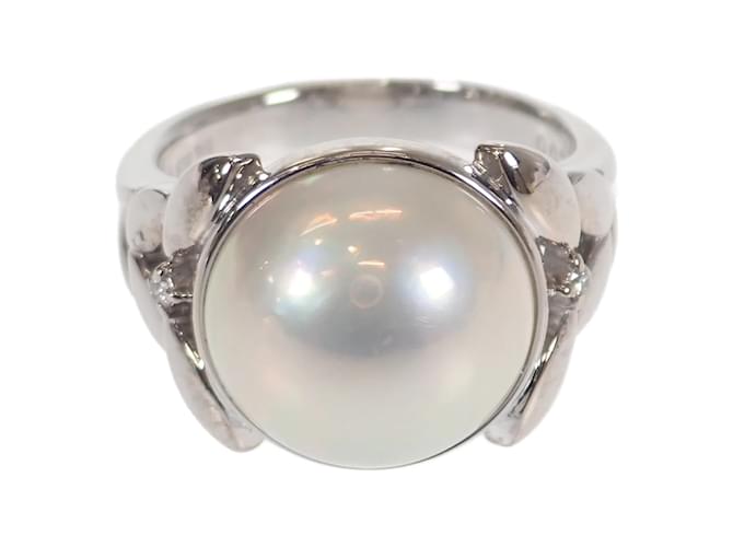 Tasaki 18K Pearl Ring Silvery Metal  ref.1128322