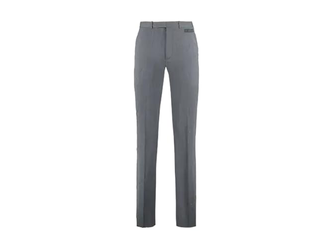 Autre Marque ALL-OVER LOGO TAILORED TROUSERS Grey Polyester  ref.1128366