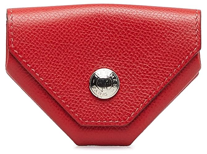 Hermès Hermes Red Le 24 coin purse Leather Pony-style calfskin  ref.1128464