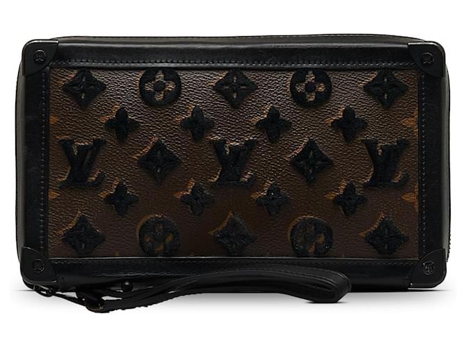 Louis Vuitton Brown Monogram Tuffetage Soft Trunk Clutch Dark brown Cloth  ref.1128475