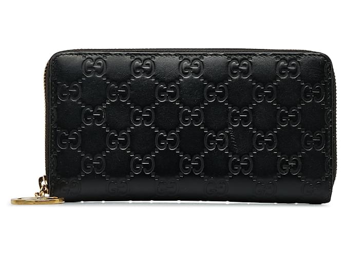 Gucci Black Guccissima Leather Zip Around Wallet Pony-style calfskin  ref.1128490