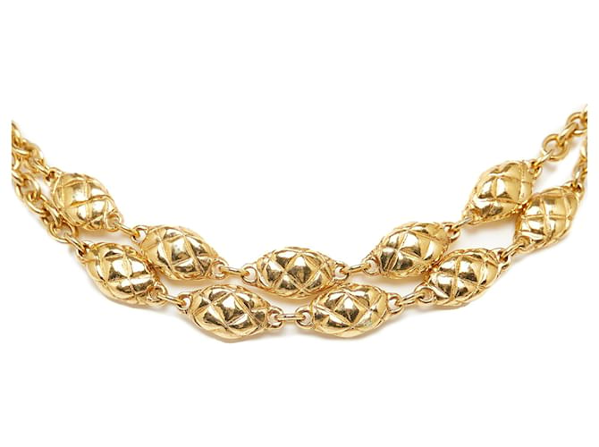 Chanel Gold Ball Shaped Chain Necklace Golden Metal Gold-plated  ref.1128503