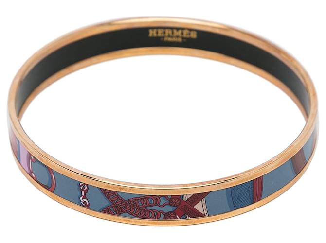 Ring Hermès Brazalete estrecho de esmalte Hermes Cavald'Or Surnaturel de oro Dorado Metal Chapado en oro  ref.1128527
