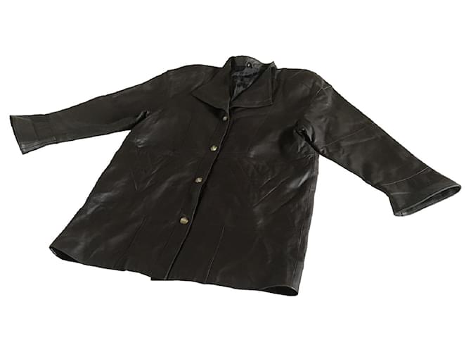 Pierre Balmain Coats, Outerwear Brown Leather  ref.1128542