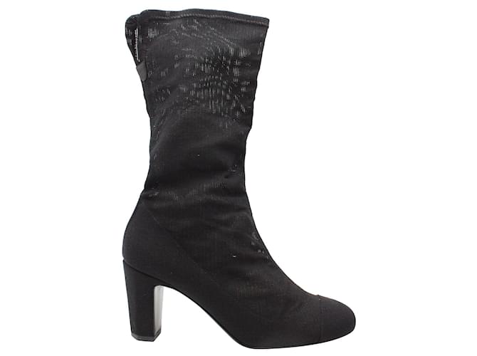 Chanel Kurze schwarze Mesh-Stiefel mit CC-Logo  ref.1128560