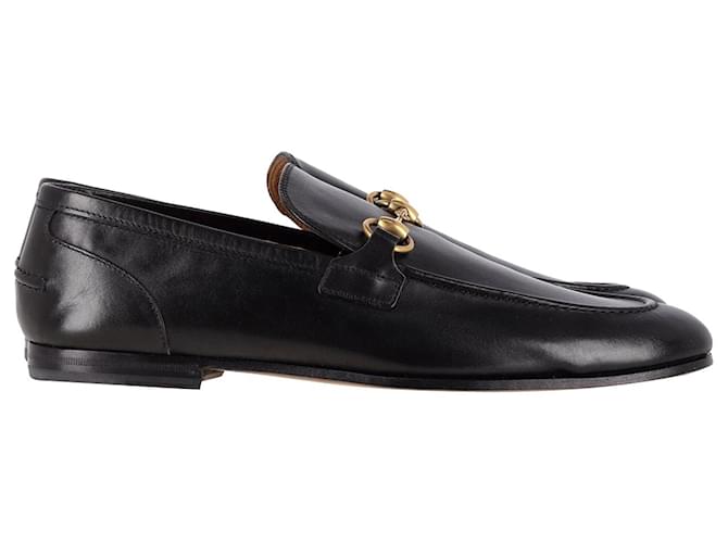 Gucci Jordaan Horsebit Loafers in Black Calfskin Leather Pony-style calfskin  ref.1128600