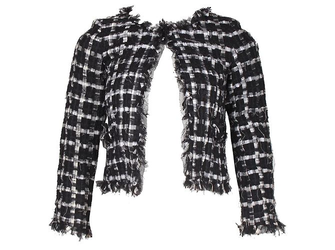 Timeless Chanel Jaqueta de tweed e renda preta e branca Preto