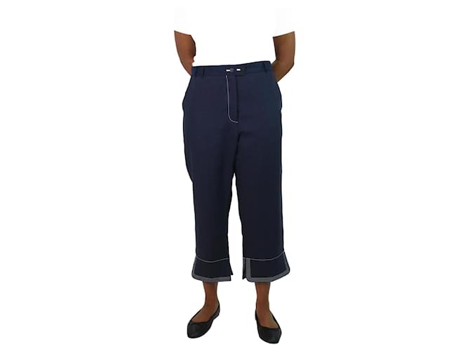 Loewe Dark blue cropped trousers - size UK 16 Linen  ref.1128665