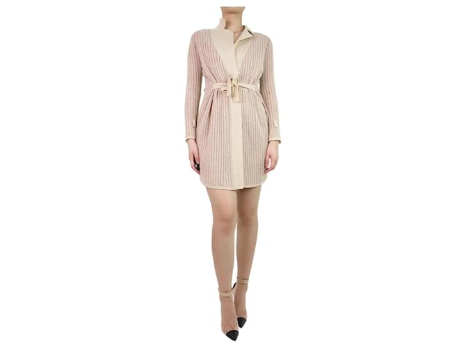 Missoni Cream and pink knitted dress with belt - size UK 6  ref.1128678