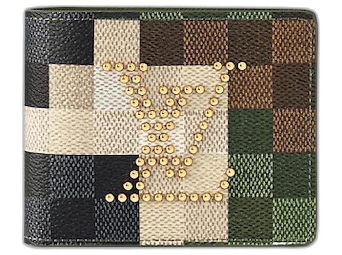 Louis Vuitton LV Slender Geldbörse Damouflage Dunkelgrün Leinwand  ref.1128683
