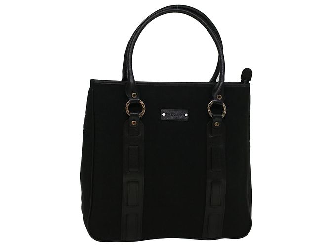 Bulgari BVLGARI Tote Bag Canvas Black Auth bs8797