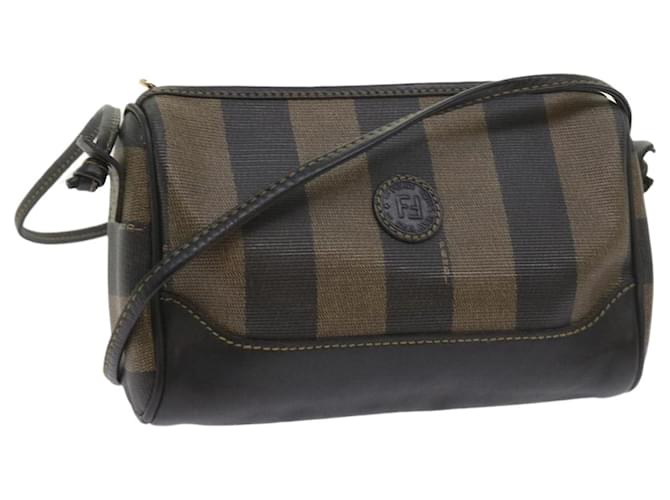 Pequin FENDI Pecan Canvas Umhängetasche Schwarz Braun Auth Ar10656  ref.1128725