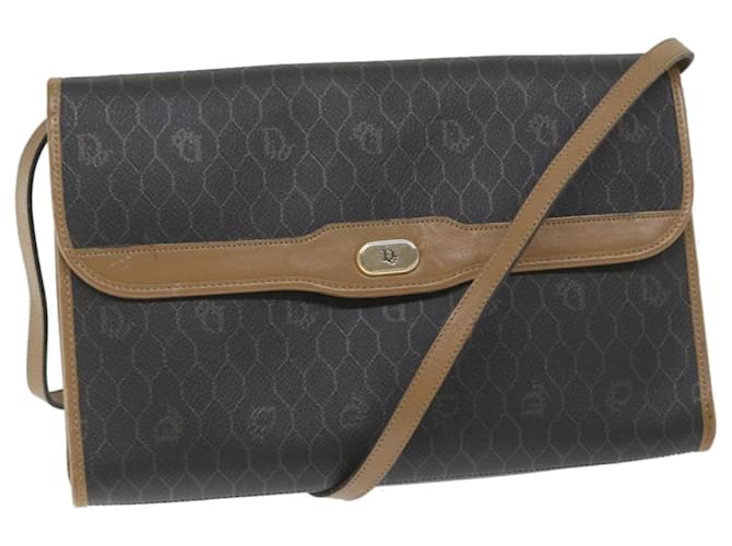 Christian Dior Honeycomb Canvas Shoulder Bag PVC Leather Black Auth cl790  ref.1128730