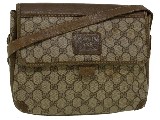 GUCCI GG Canvas Sac à bandoulière PVC Cuir Beige Auth 57669  ref.1128749