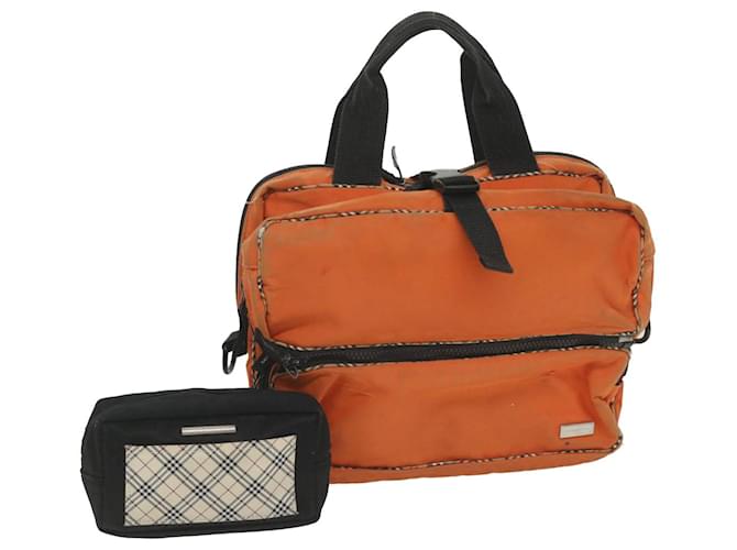 BURBERRY Nova Check Handtasche aus Nylon 2Set Orange Beige Auth ti1324  ref.1128760