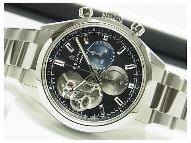 Zénith ZENITH Chrono Master opened 39.5 MM black Dial 03.3300.3604/21.M3300 Genuine goods Mens Silvery Steel  ref.1128834