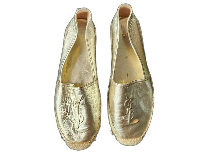 Yves Saint Laurent Espadrilles Cob Gold aus Leder Golden
