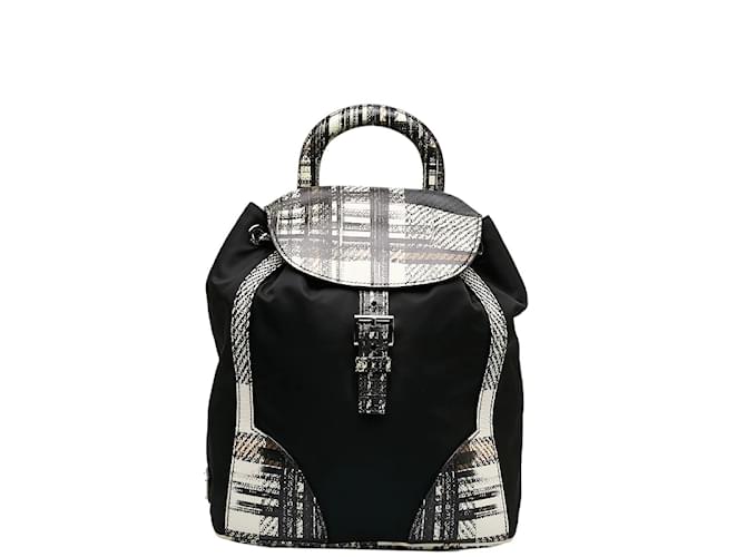 Prada Tessuto Saffiano Backpack 1BZ038 Black Cloth  ref.1128905