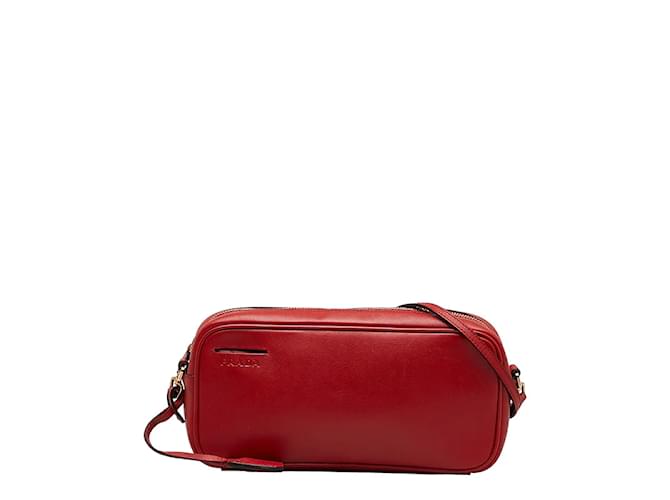 Prada Saffiano Leder Umhängetasche BT0077 rot in gutem Zustand  ref.1128906